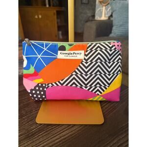 6/$25 Georgia Perry x Clinique Cosmetic Makeup Bag Zipper Pouch 9 x 6 inch